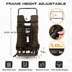 TR Aluminum External Frame Backpack, Adjustable Hunting Hiking Pack, Camo