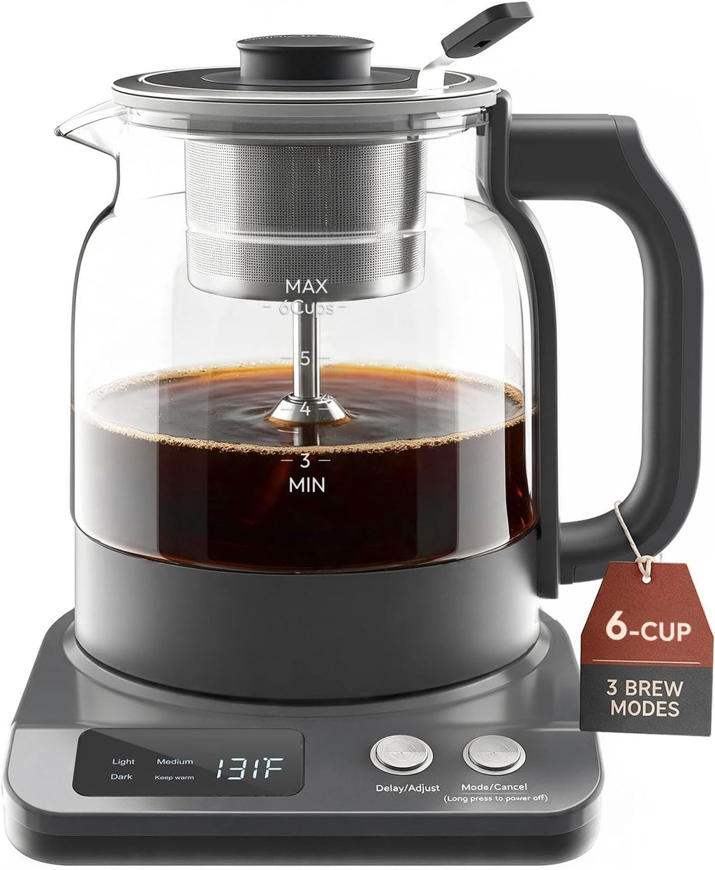 6-Cup Electric Percolator Coffee Pot-3 Custom Brew Modes