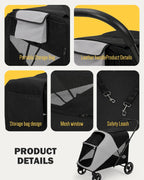 Dog Stroller for Large & Medium Dogs, 4 Wheels Pet Stroller for Large Dogs up to 120lbs, Extra Large Dog Stroller with Foldable Design, Sun Shades