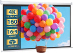 SUPER DEAL 100'' 16:9 HD Projection Screen Foldable Anti-Crease Portable Projector Movie Screen Manual Pull Down for Home Theater Presentation