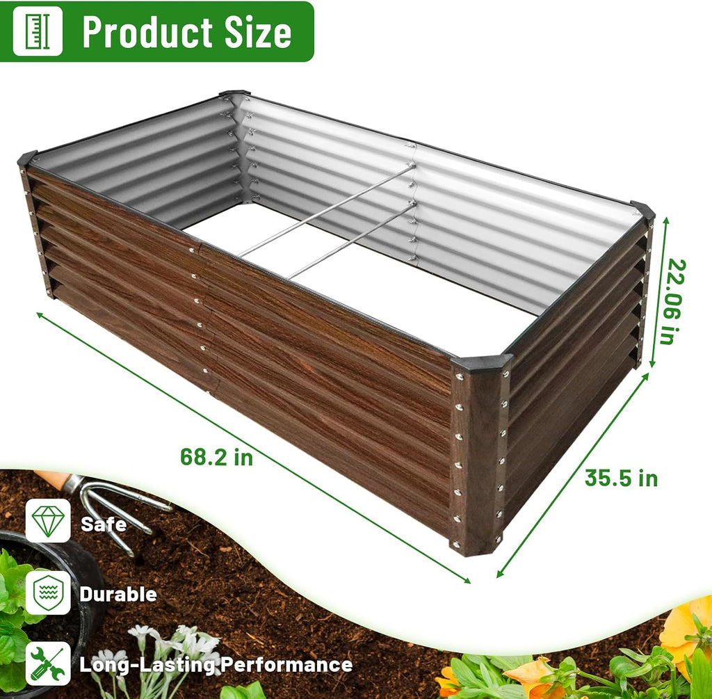 Galvanized Raised Garden Bed 6x3x2FT Outdoor Large Metal Planter Box Steel Kit for Planting Vegetables, Flowers