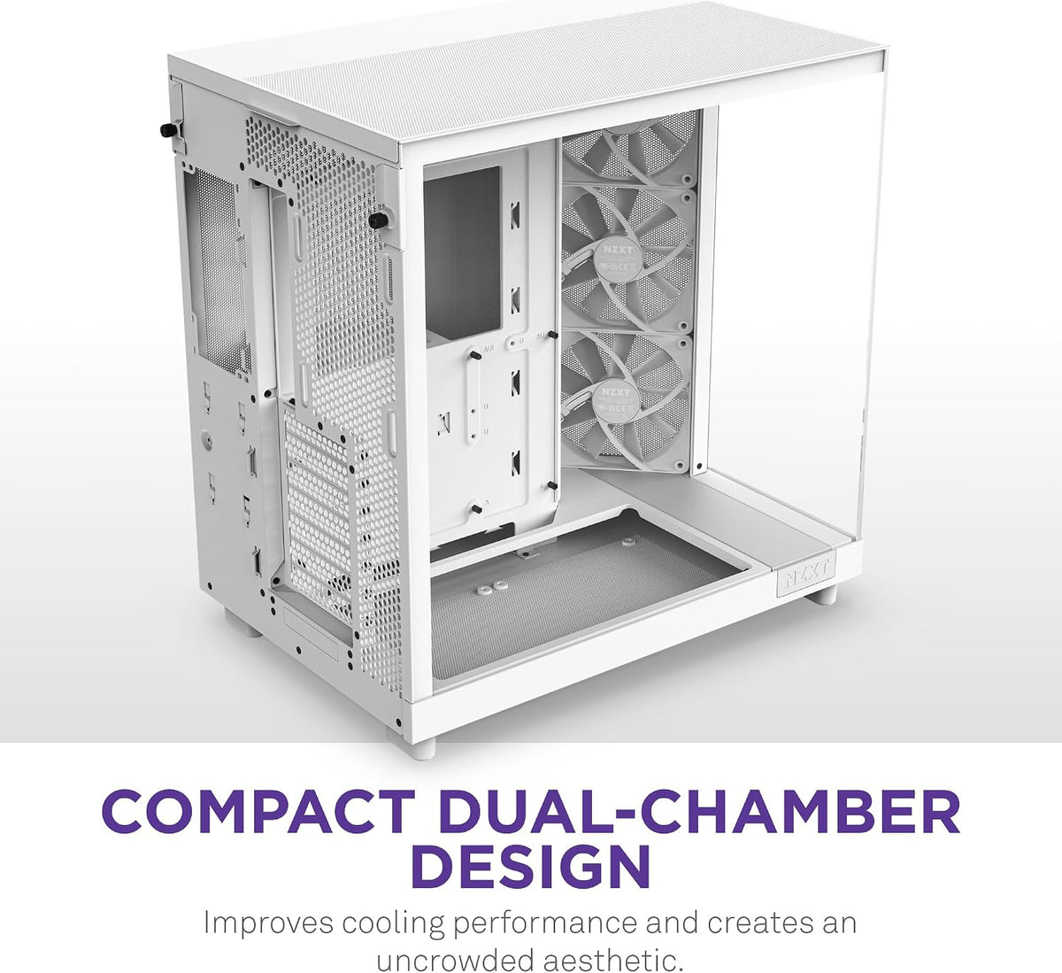 NZXT H6 Flow - Compact Dual-Chamber ATX PC Case - White