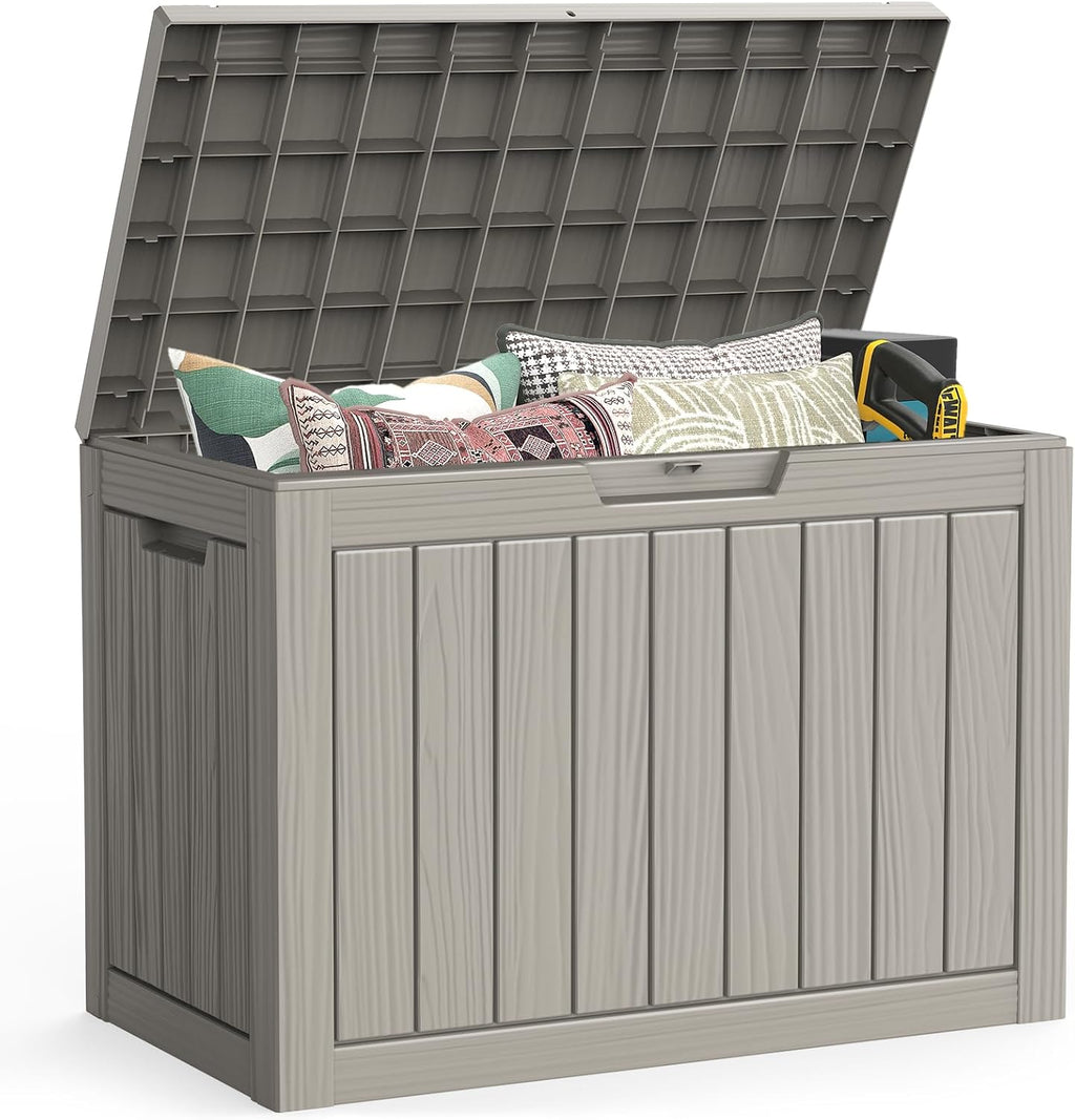 Outdoor Storage Box, 50 Gallon Waterproof Resin Deck Box, Storage Bin for Package Delivery, Patio Furniture Cushion, Garden Tools, Pool Accessories
