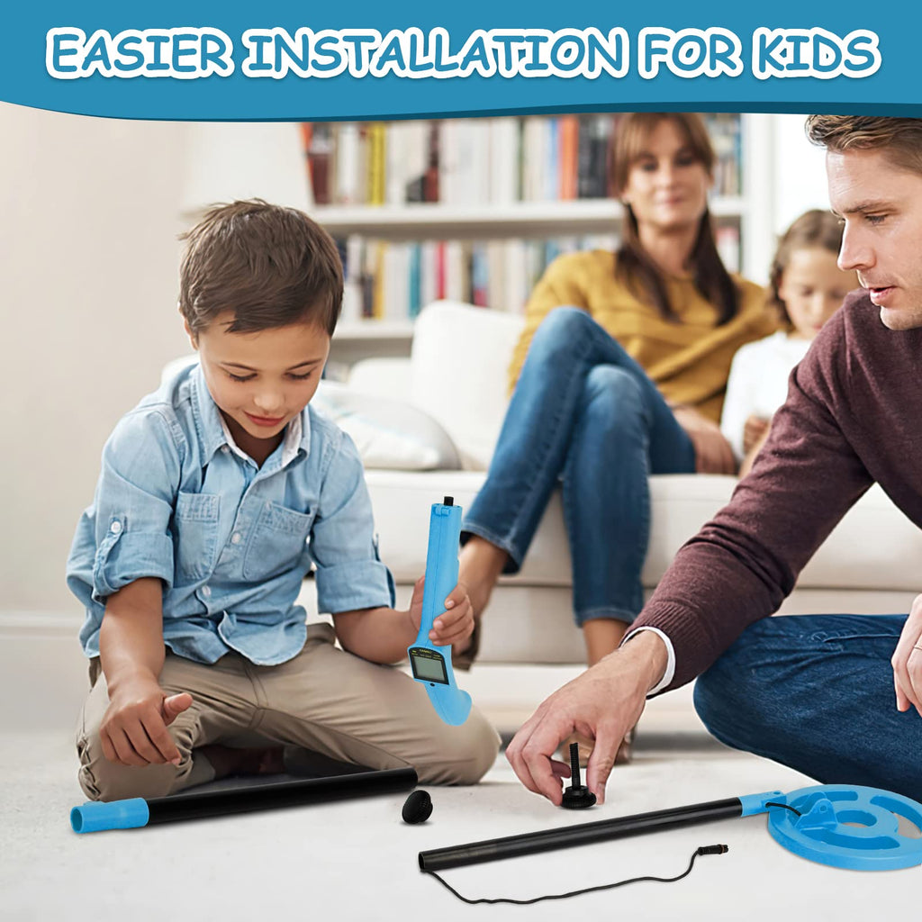 Kids Metal Detector, Adjustable 27.5"-37.8" with LCD Display (Azure)