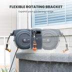 Giraffe Tools PRO Heavy Duty Retractable Garden Hose Reel - 78ft 1/2 Inch Auto Rewind with Any-Length Lock, Wall Mounted Metal Bracket, Commercial
