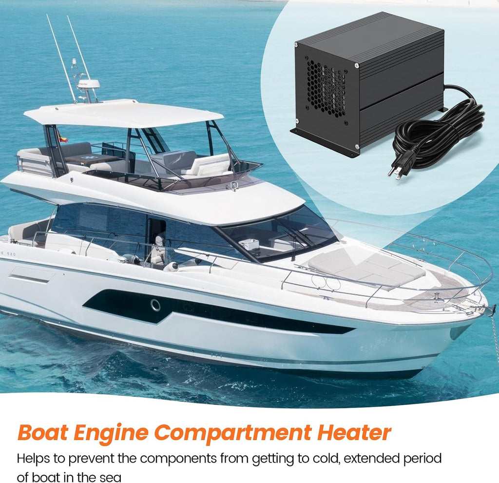 Boat Engine Compartment Heater, 650W Haoguo Bilge Heater Equipped with Self-Regulating PTC Element, for Boats Up to 500 Cubic Feet, Prevents Cabin