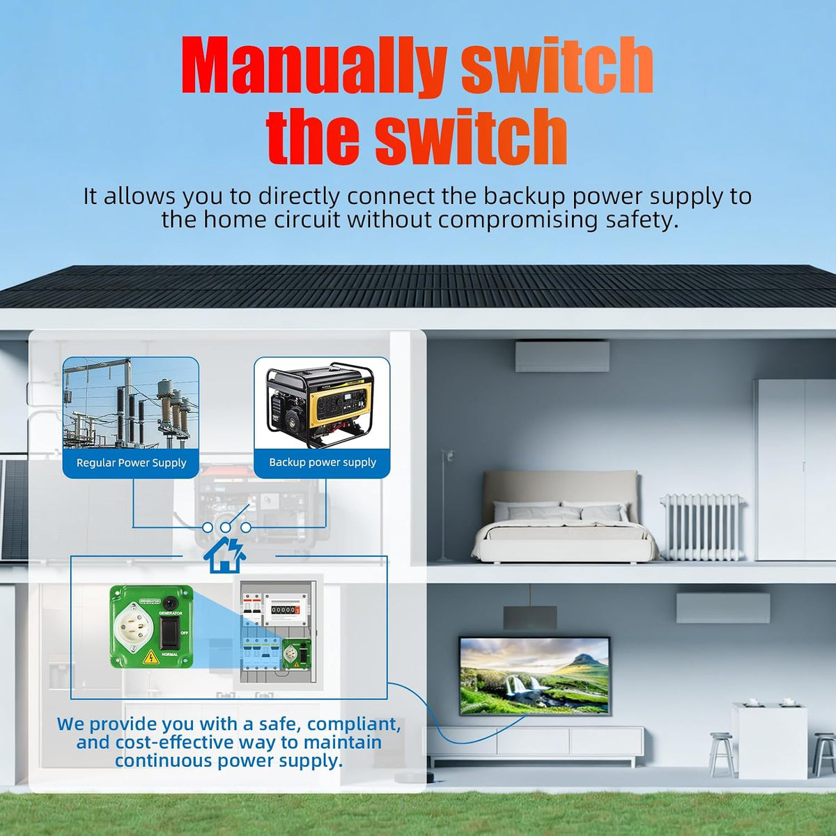 15-20 Amp 120V Generator Transfer Switch RV Emergency Backup, Green