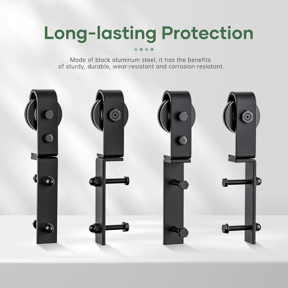 64" Bifold Sliding Barn Door Hardware Track Kit,Side Mounted Black J Shape Roller,Smoothly and Quietly,Assembly Easy,Fit Four 15" Bi-Folding Doors