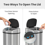 iTouchless Patented 13 G Stainless Steel Sensor Trash Can | AbsorbX Filter