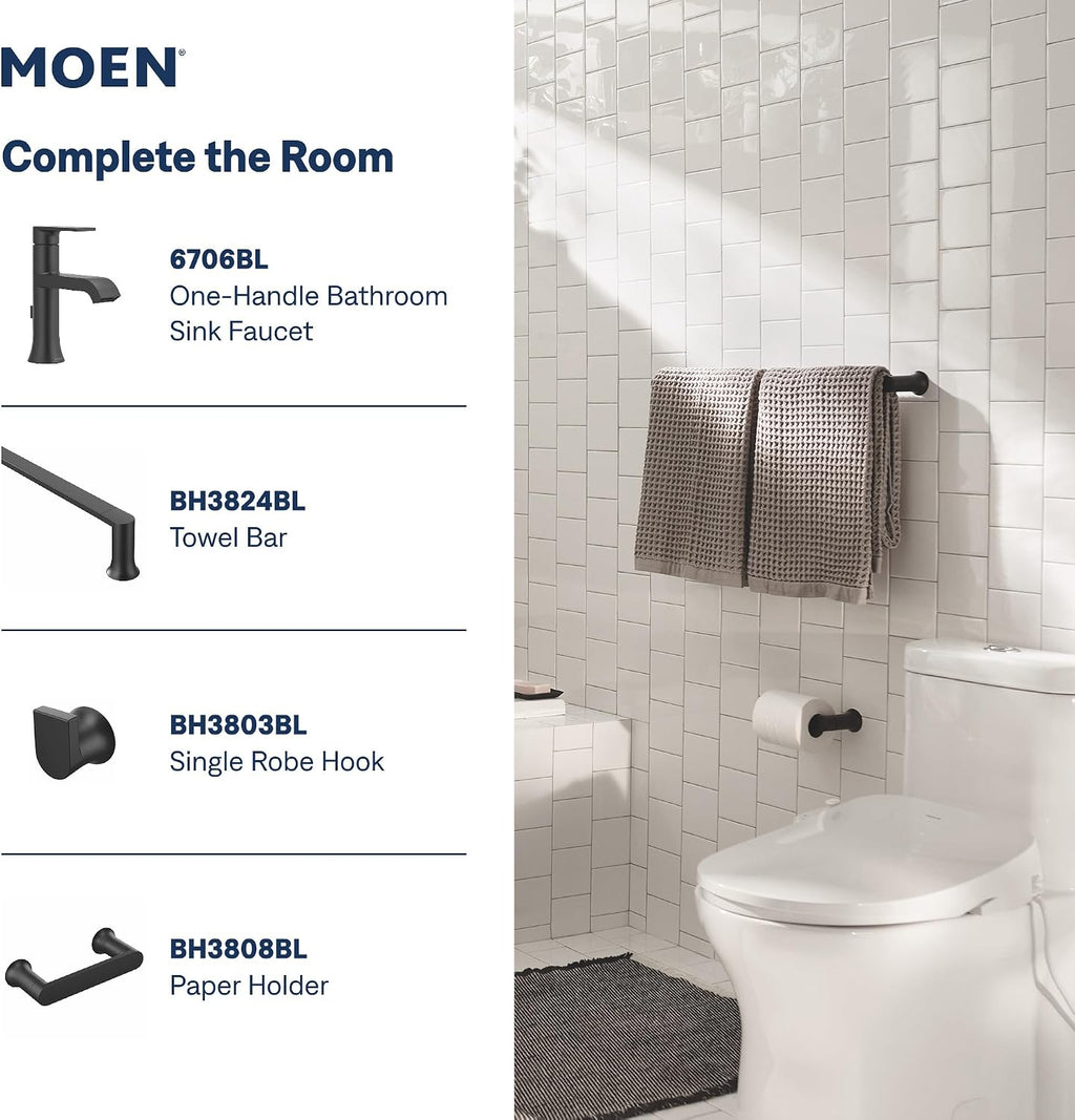 Moen Genta LX Matte Black Pressure Balancing Modern Shower Lever Handle, Posi-Temp Valve Required, T2471BL