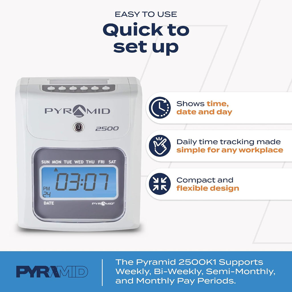 Pyramid Time Systems 2500 Auto-Aligning Time Clock Bundle [2500K1]