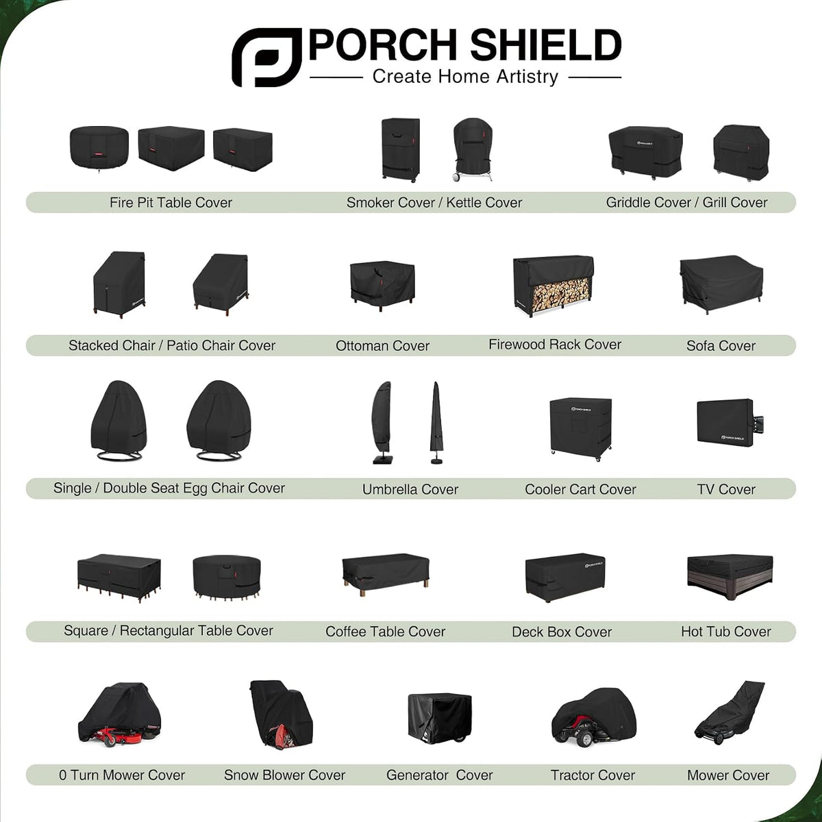 Porch Shield Waterproof Rectangular Patio Table Cover 108 x 60 inch, Black