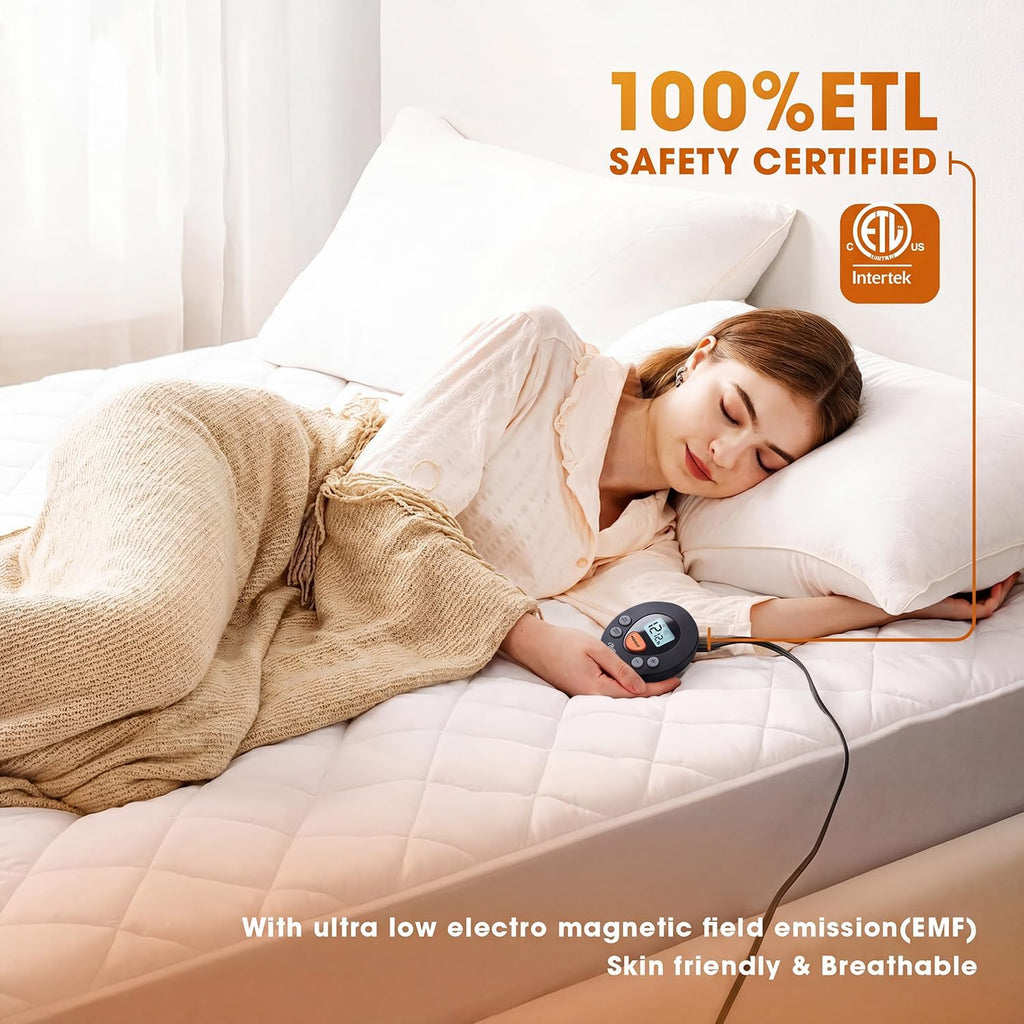 Valthie Heated Mattress Pad Queen Size, Electric Bed Warmer with Preheat