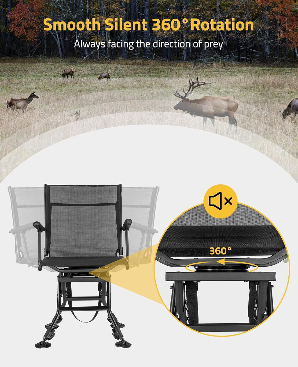 Swivel Hunting Chair for Deer Hunting Blind Chair with Armrest