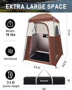 KingCamp Shower Tent, Portable Privacy Tent Outdoor Camping 1/2 Room Toilet Tents with Shower Bag & Dressing Room for Beach, Camping & Hiking
