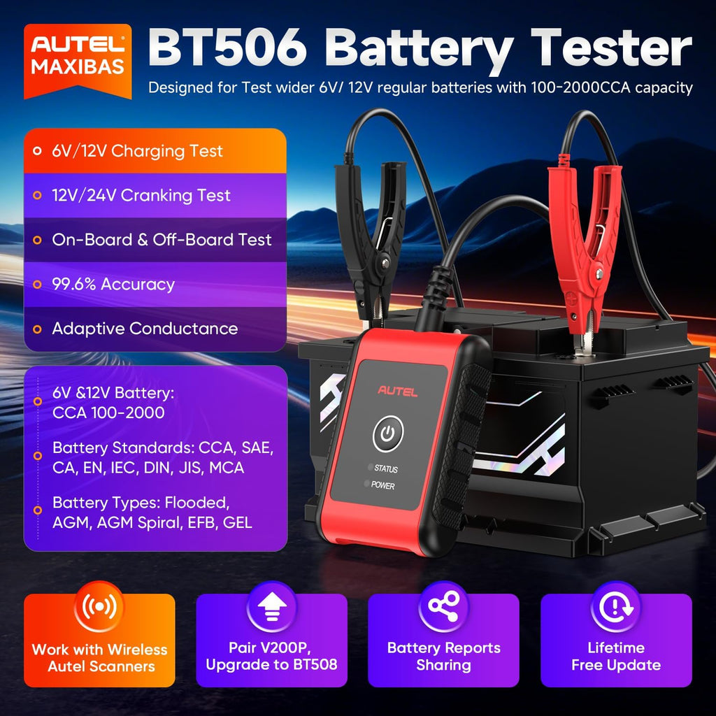 2026 Autel MaxiBAS BT506, 6V 12V 100-2000 CCA Car Battery Tester Analyzer