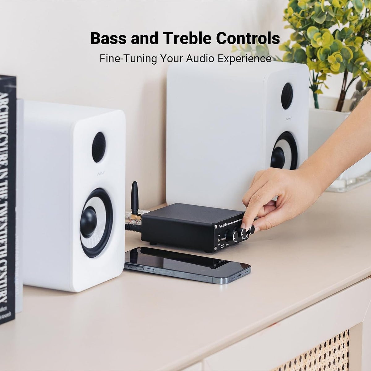 Fosi Audio BT20A Bluetooth Stereo Amplifier, 2 Channel Home Audio Component Amplifiers for Passive Speakers, Mini Class D Amp Receiver 200W for