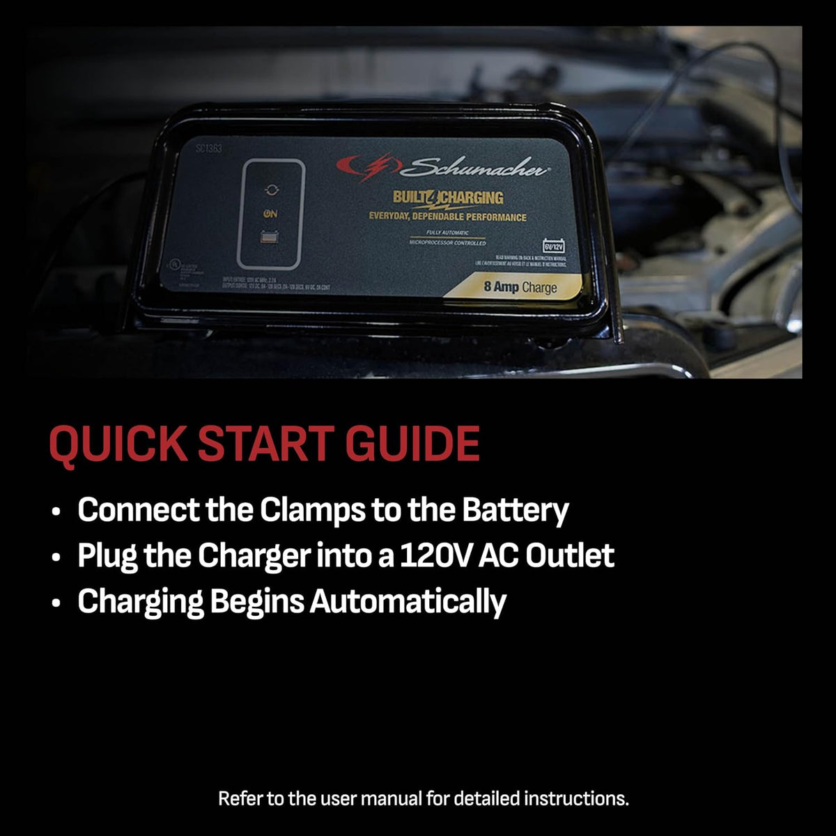 Schumacher Electric 8A Car Battery Charger & Maintainer, 6V/12V – SC1363