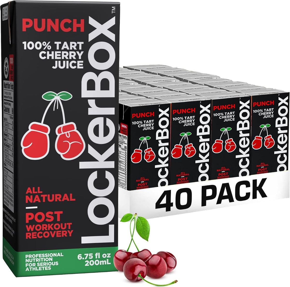 LockerBox 100% Tart Cherry Juice, Recovery Drink, 6.75 oz, 40 Pack
