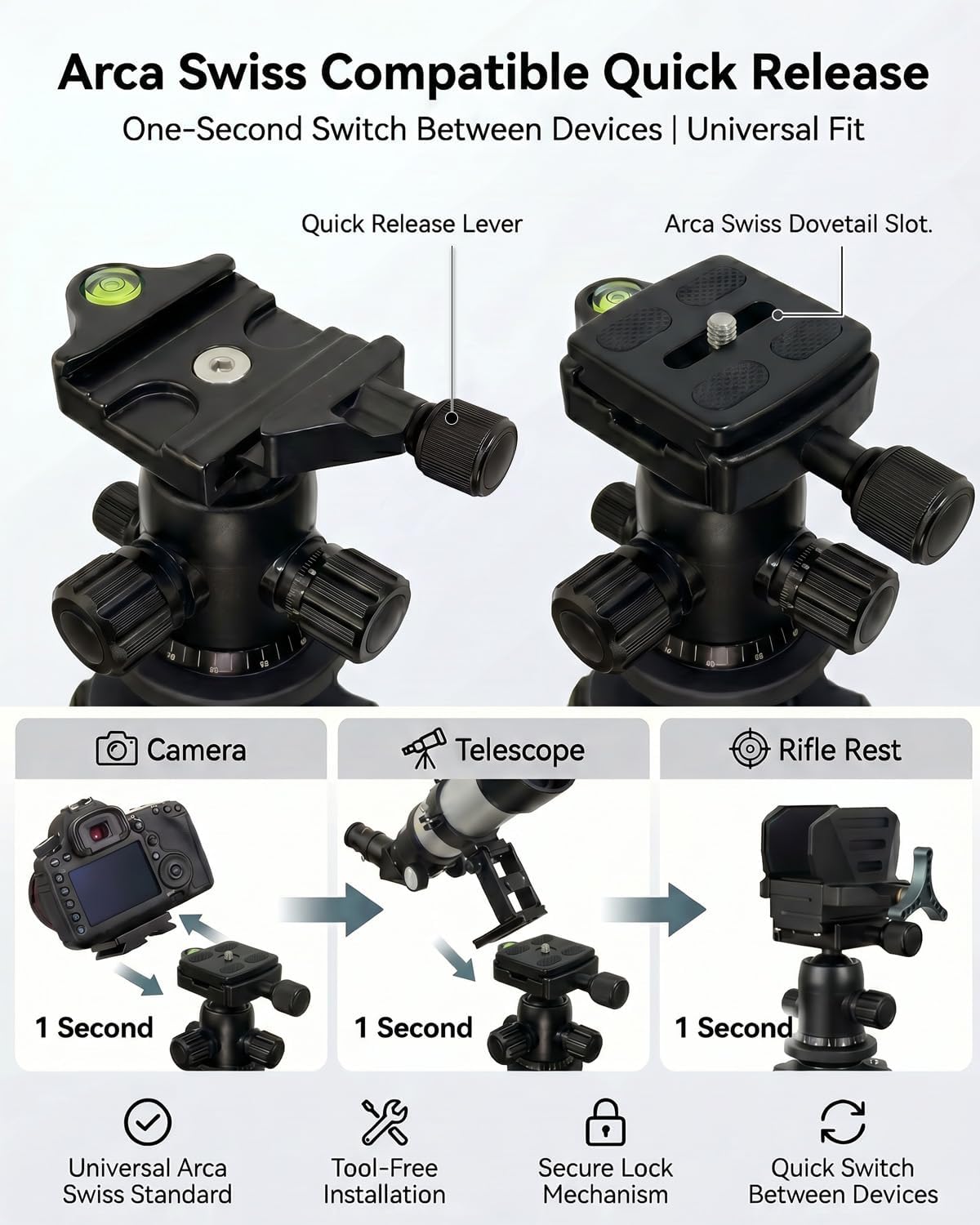 Aluminum Tripod with 360° Ball Head, Arca-Swiss Compatible