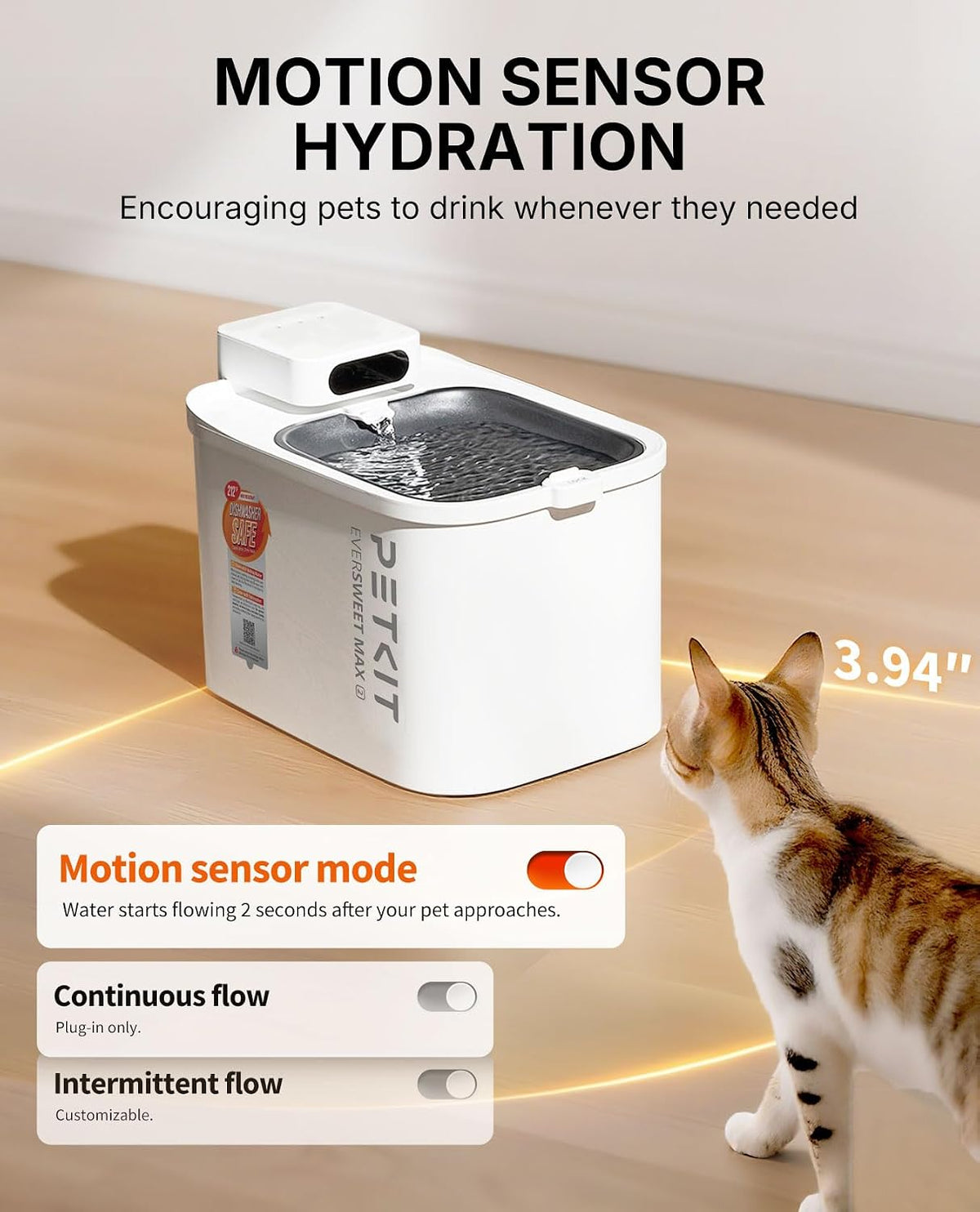 PETKIT EVERSWEET MAX 2 Cat Water Fountain Dishwasher Safe, Cordless