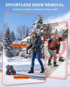 40V Electric Snow Shovel, 16 Inch Brushless Cordless Snow Blower with Wheel