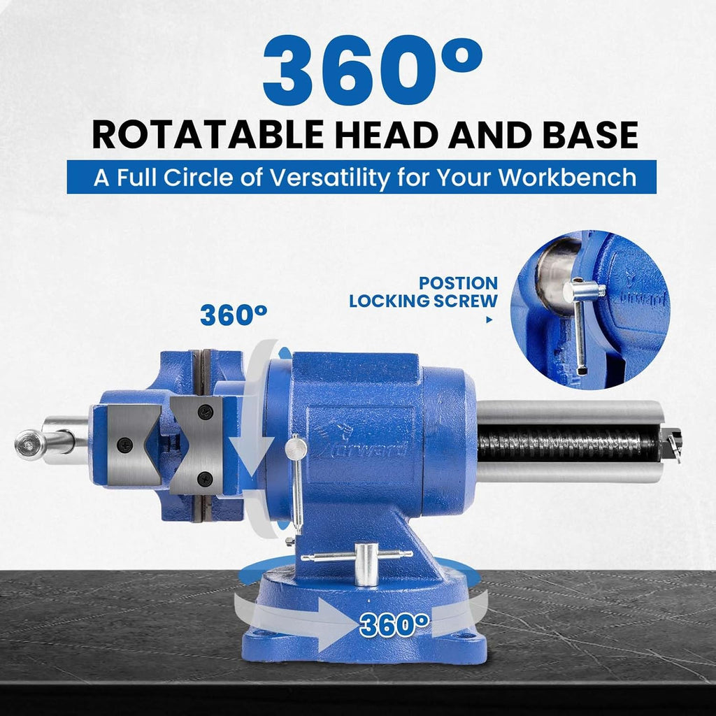 Forward DT08125A 5 Inch Heavy Duty Bench Vise with 360°Swivel Base and Head