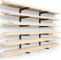 Wood Organizer and Lumber Storage Rack Wall Mount, Heavy Duty Metal Shelf with 6-Level Holds Up 1200 LBS, Indoor & Outdoor Use - Black