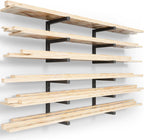 Wood Organizer and Lumber Storage Rack Wall Mount, Heavy Duty Metal Shelf with 6-Level Holds Up 1200 LBS, Indoor & Outdoor Use - Black
