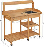 Yaheetech Potting Bench with Sink & Drawer, Outdoor Gardening Table, Wood