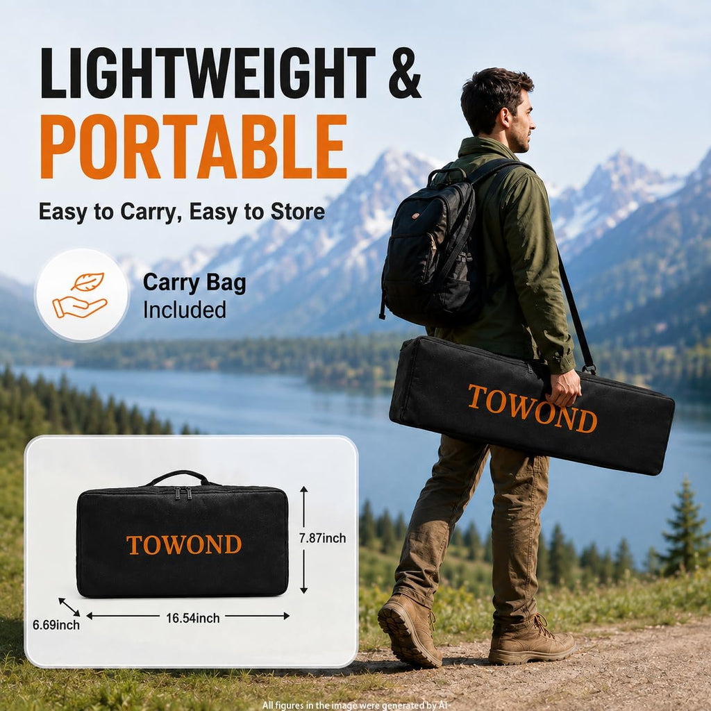 Outdoor Projector Screen with Stand, TOWOND 120 inch Portable Movie Screen, 16:9 HD Foldable Anti-Crease Projection Screen with Carry Bag for Sports