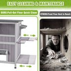 Extra Large Heated Cat House Outdoor Insulated Cat House 2-Section Weatherproof Feral Cat Shelter with Safe Heating Pad, 6-Sided Thermal Liner