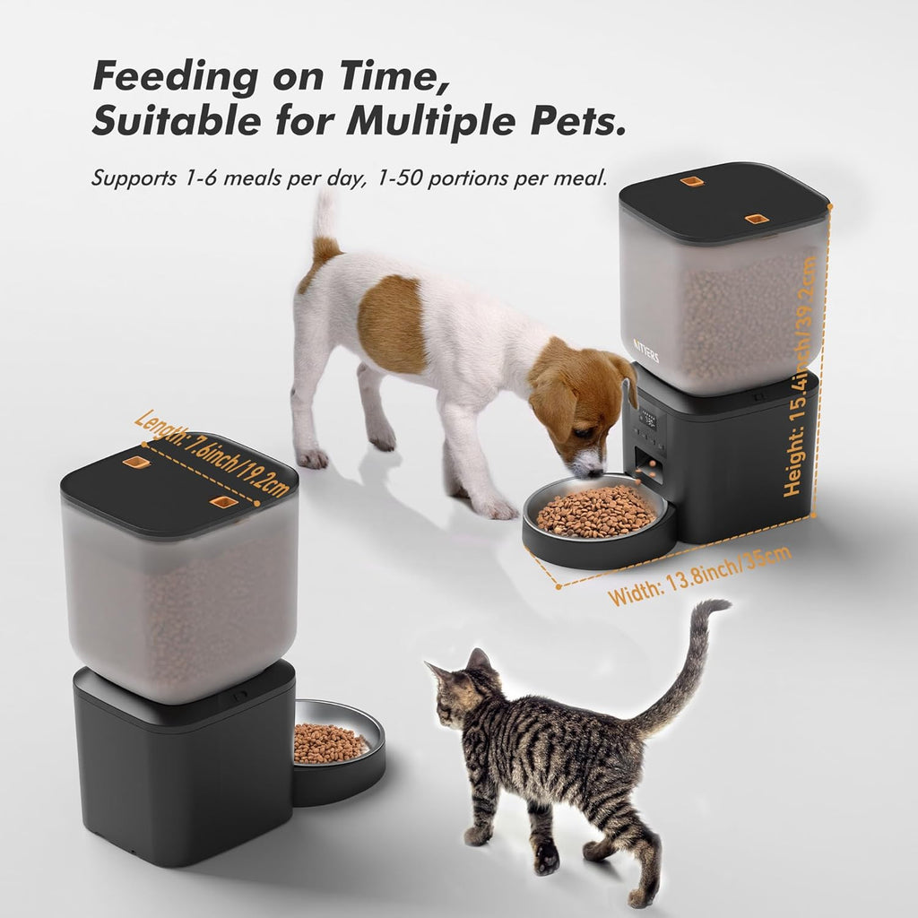 Automatic Dog Feeder - 8L/34 Cups Large Capacity Automatic Cat Food Dispenser with LCD Screen, Large Food Tray, Battery Operated, Timed Cat Feeder