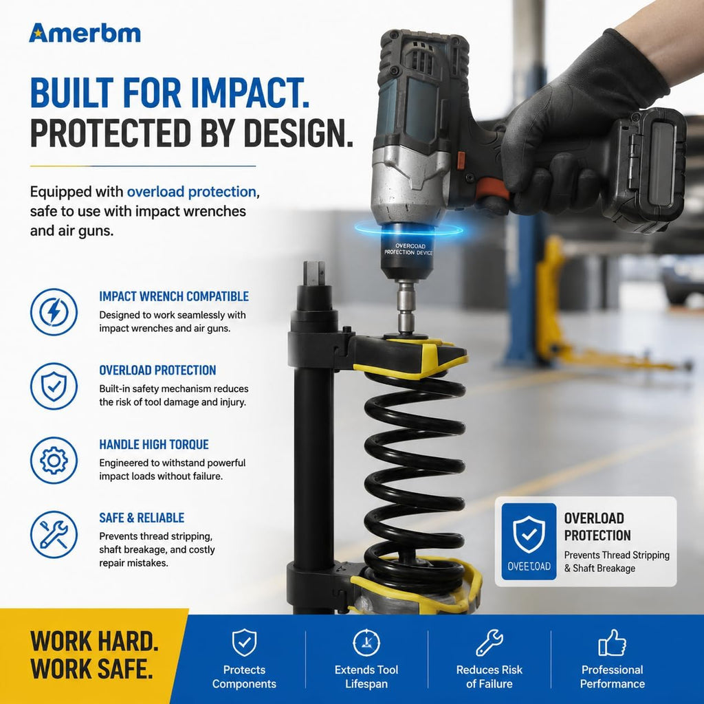 MacPherson Strut Spring Compressor Tool, Impact Wrench Rated, 3 Fork Sizes