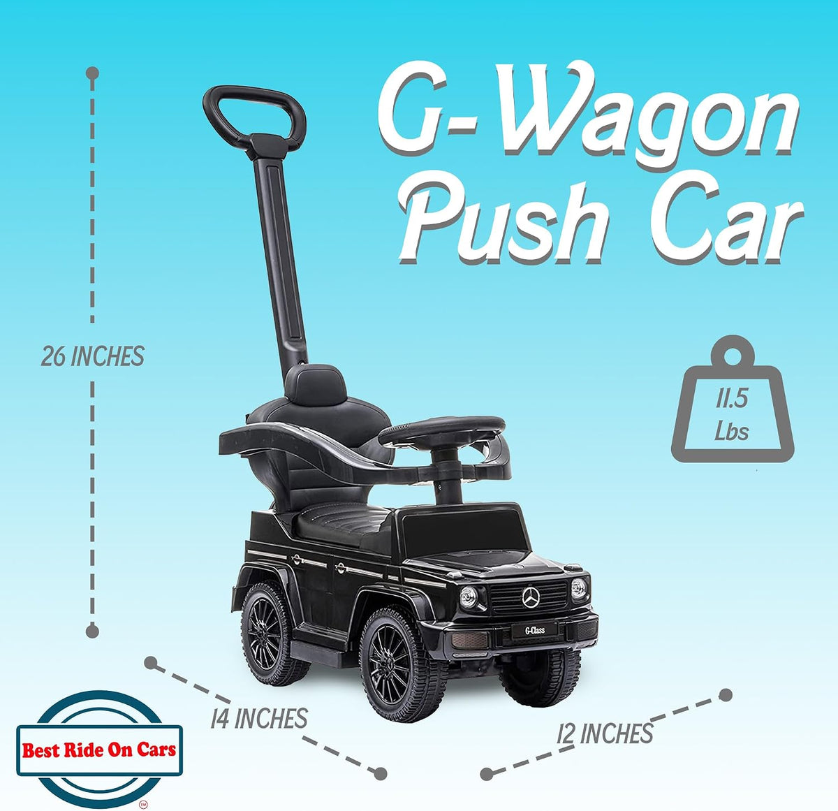 Best Ride On Cars 3 In 1 Mercedes G-Wagon Push Car for Toddlers 1 to 3 Years Old, Kids Outdoor Stroller with Music, Horn Sounds, and Handle