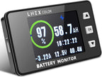 LNEX 500A Shunt Battery Monitor, 2.4" Color Screen RV Monitor with 16ft Shielded Wire, Support High Low Voltage Programmable Alarm for 8-100V Lifepo4