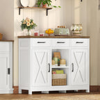 Storage Cabinet, Coffee Bar Cabinet with 3 Drawers, 2 Adjustable Shelves & 2 Doors, Buffet Cabinet, Kitchen Cabinet for Kitchen, Dining Room, Living