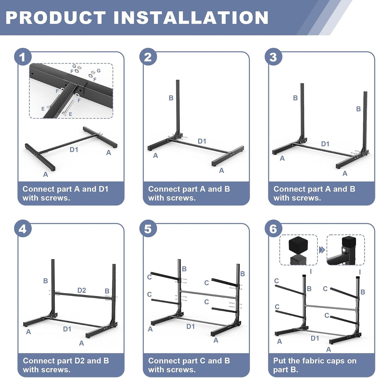 WALMANN Garage Kayak Rack, Heavy-Duty Freestanding Kayak Stand
