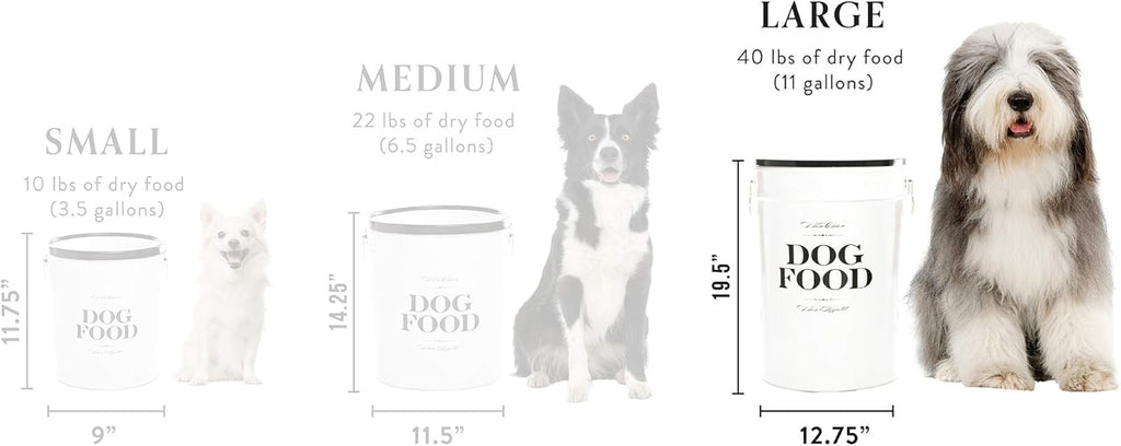 Harry Barker Bon Chien Dog Food Storage Canister – Large 11 gallon, Airtight Stainless Steel Pet Food Container, Stylish Kitchen Counter Dog Kibble