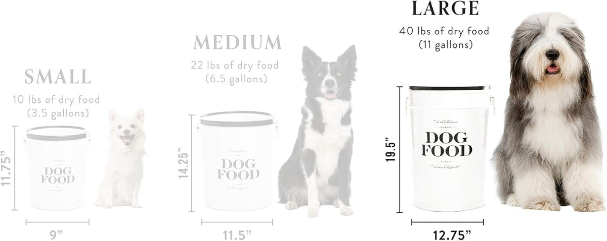 Harry Barker Bon Chien Dog Food Storage Canister – Large 11 gallon, Airtight Stainless Steel Pet Food Container, Stylish Kitchen Counter Dog Kibble