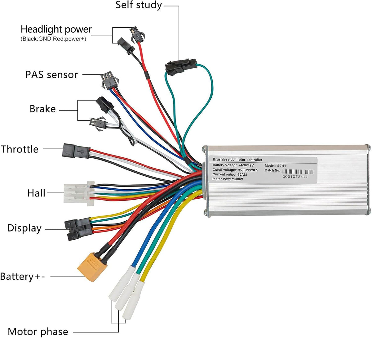 24V 36V 48V Ebike Controller Kit 500W Brushless Controller and LCD Display