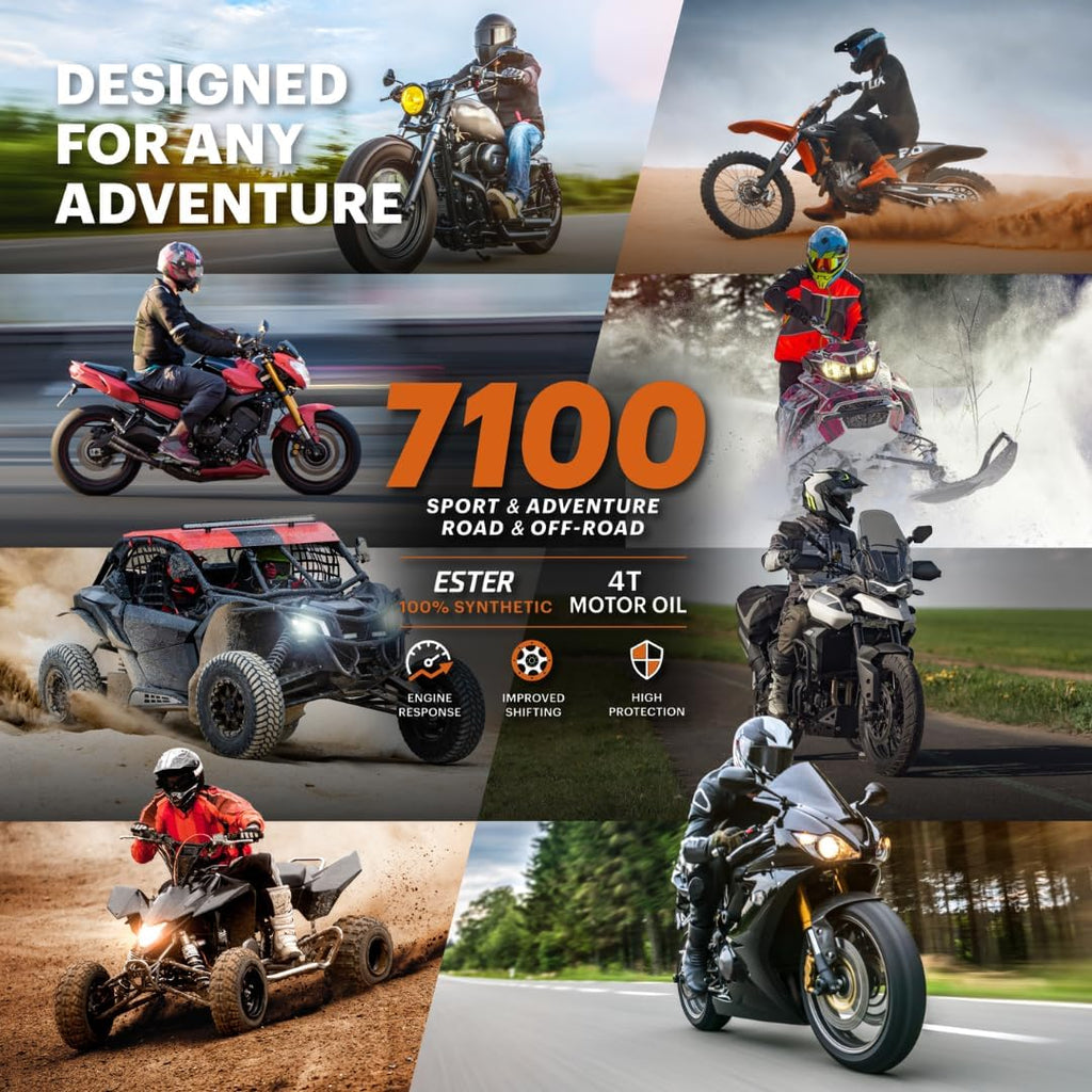 Motul 7100 4T 10W-40 Full Synthetic Motorcycle Oil - Ester Technology - API SP JASO MA2 Wet Clutch Safe - Engine and Gearbox Protection for Street