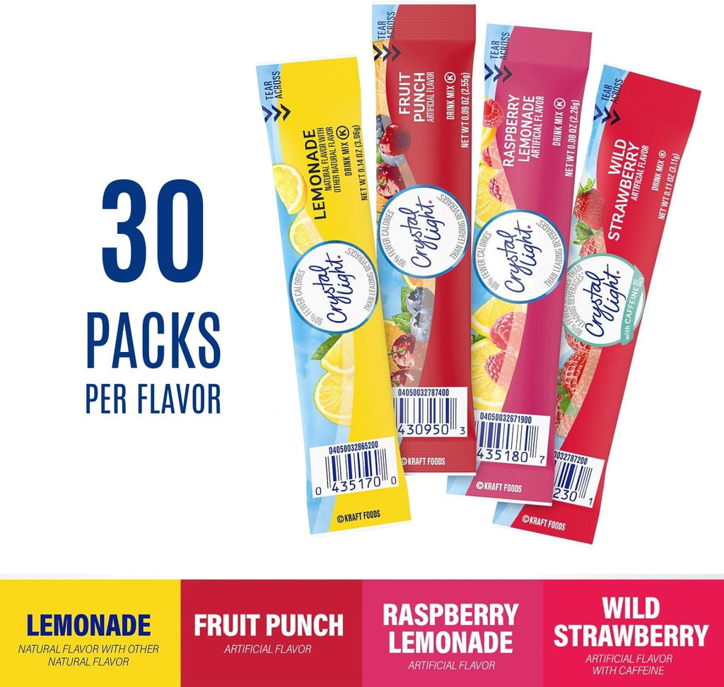 Crystal Light Drink Mix Variety Bulk, 120 Packets - with Galley Grove Mints