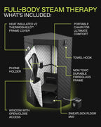 SAUNABOX® SmartSteam Kit Pro Portable Home Steam Sauna | 1 Person Sauna Tent