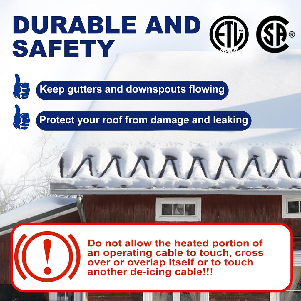 HEATIT HIRD 240FT Roof & Gutter De-Icing Cable, 5W/ft Heat Tape