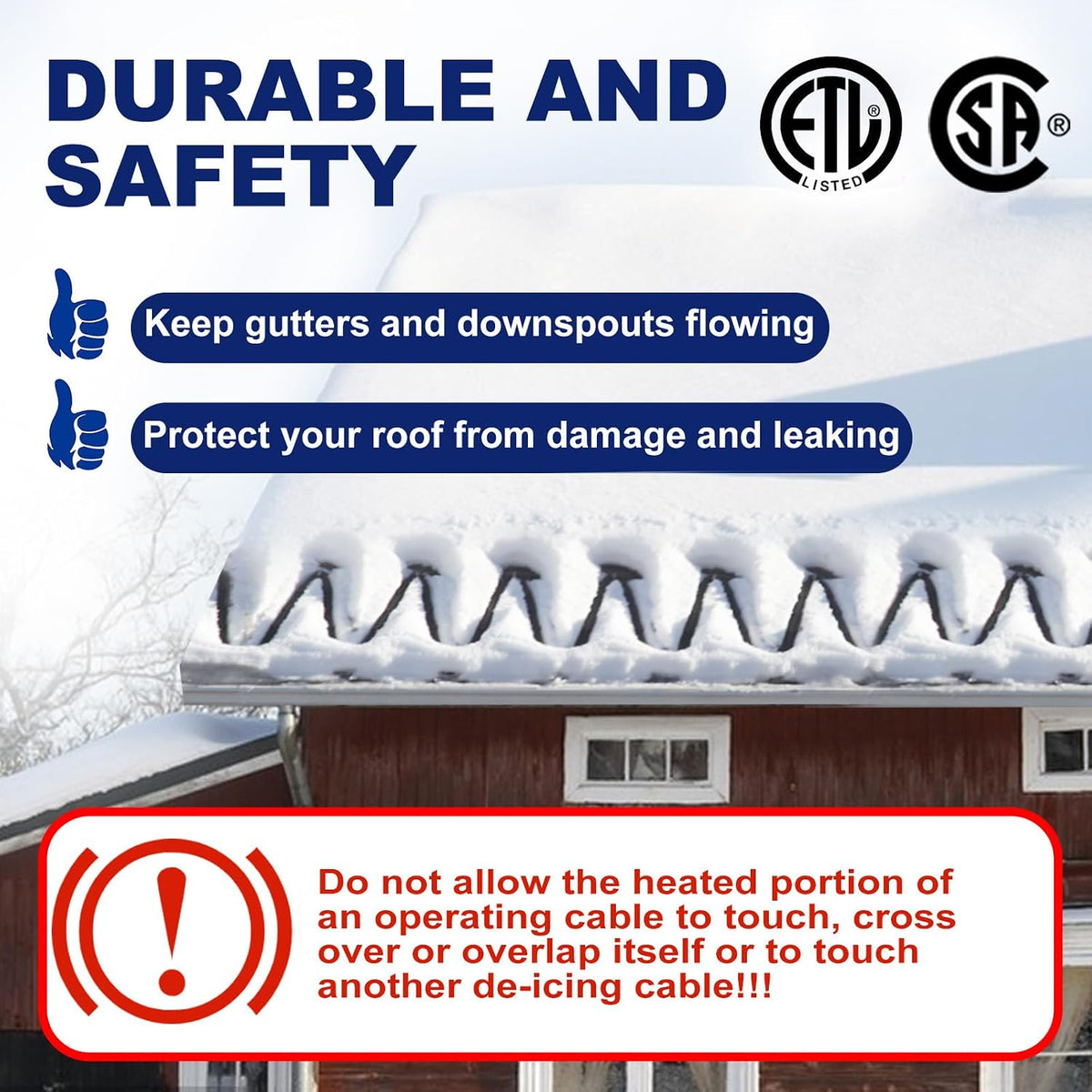 HEATIT HIRD 240FT Roof & Gutter De-Icing Cable, 5W/ft Heat Tape