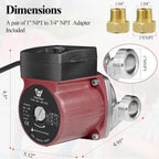 WiseWater 304 Stainless Steel Hot Water Recirculating Pump, 3-speed