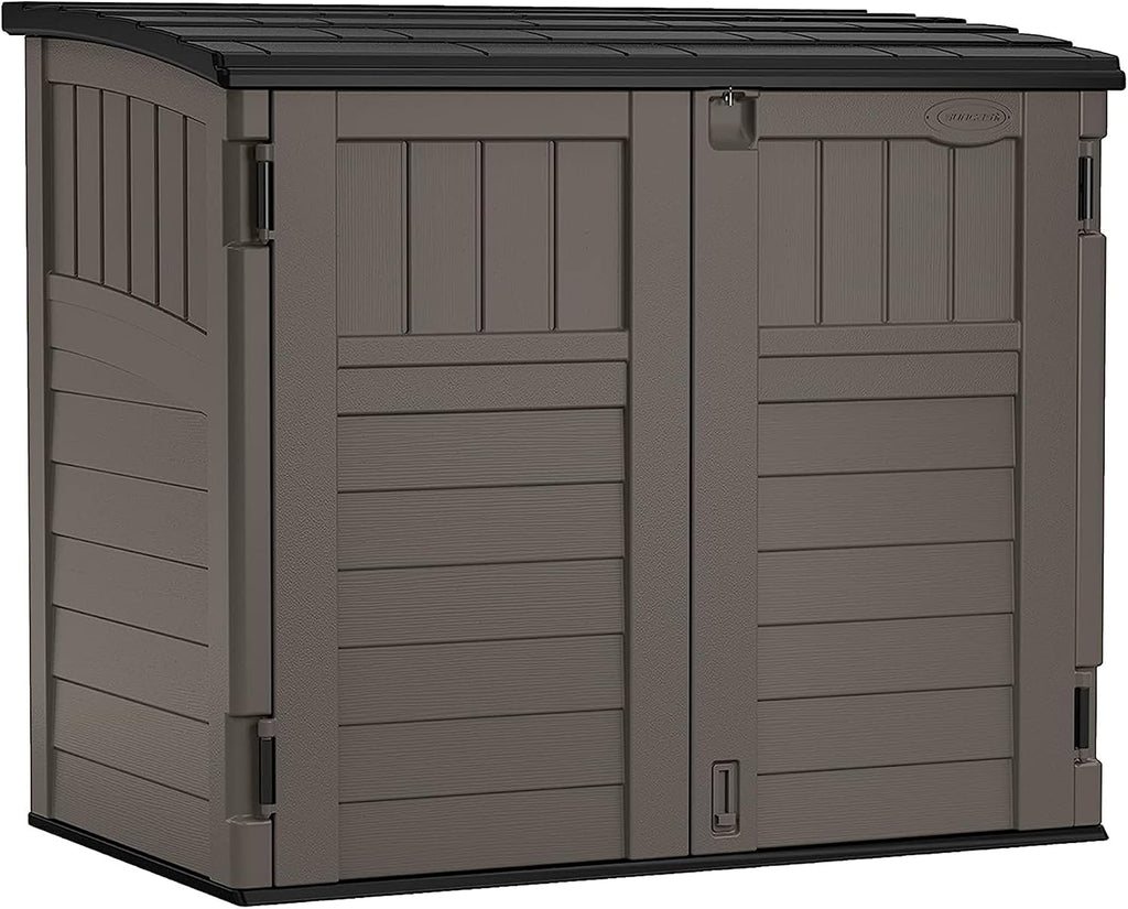 Suncast 34 Cu Ft Horizontal Shed, Outdoor Storage Shed with Floor, Stoney