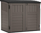 Suncast 34 Cu Ft Horizontal Shed, Outdoor Storage Shed with Floor, Stoney