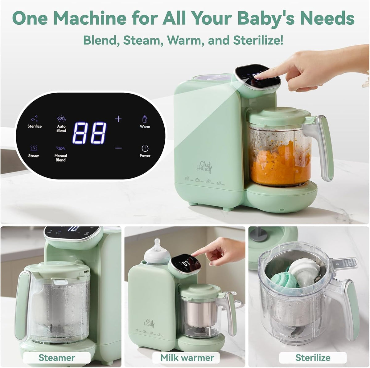 Chefhandy Baby Food Maker, Stainless Steel Steam Basket, Steamer & Blender